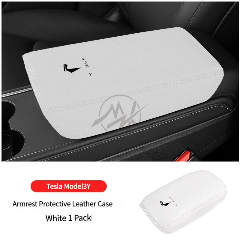 Wholesale Car Interior Decor Accessories PU Leather Armrest Center Console Protector Pad Box Cover for Tesla Model 3 / Y
