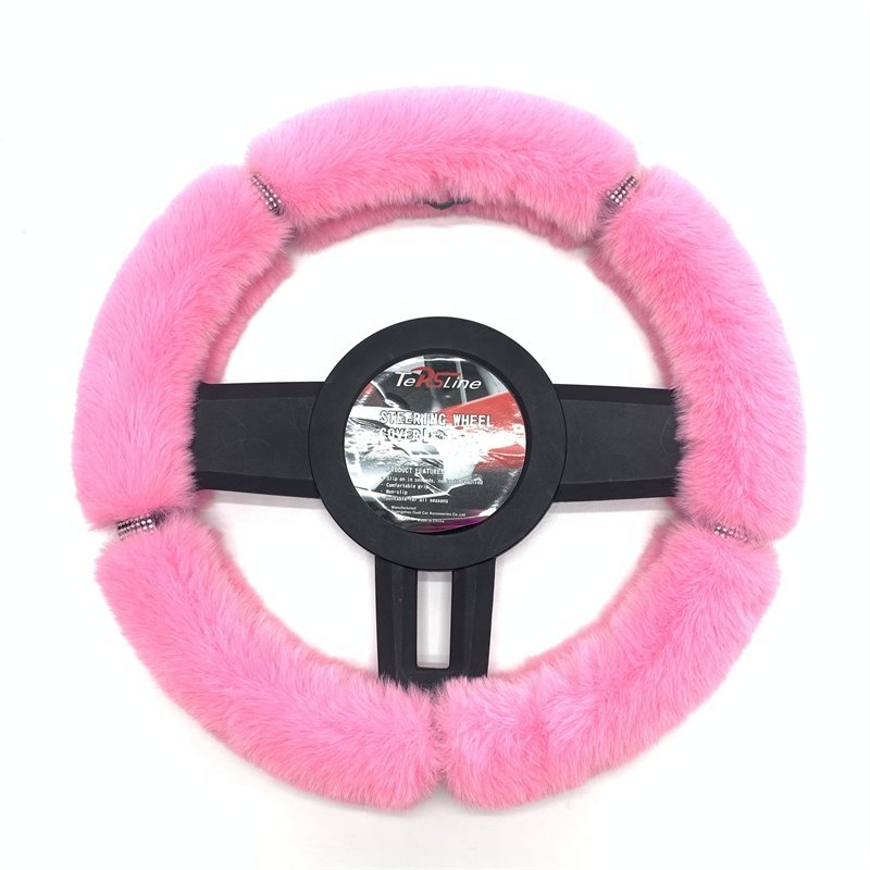 Fashion New Design Diamante Dallas Long Plush Fluffy Steering Wheel Cover