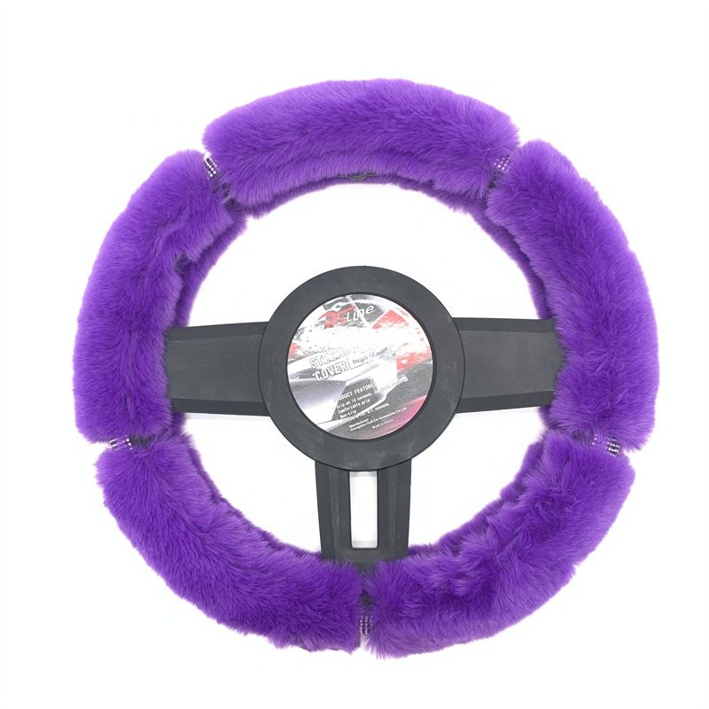 Fashion New Design Diamante Dallas Long Plush Fluffy Steering Wheel Cover
