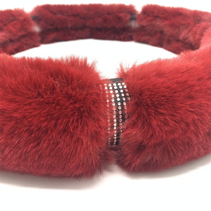Fashion New Design Diamante Dallas Long Plush Fluffy Steering Wheel Cover