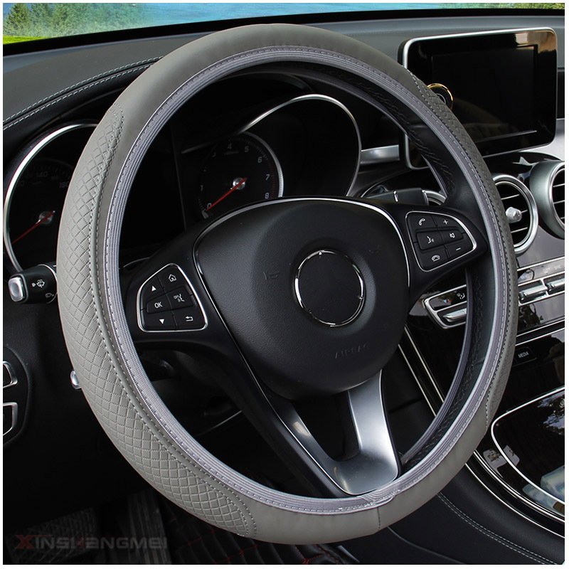 Sports Racing Style Leather Three-Dimensional Soft Car Interior Without Inner Ring Steering Wheel Cover For 14.5-15 Inches