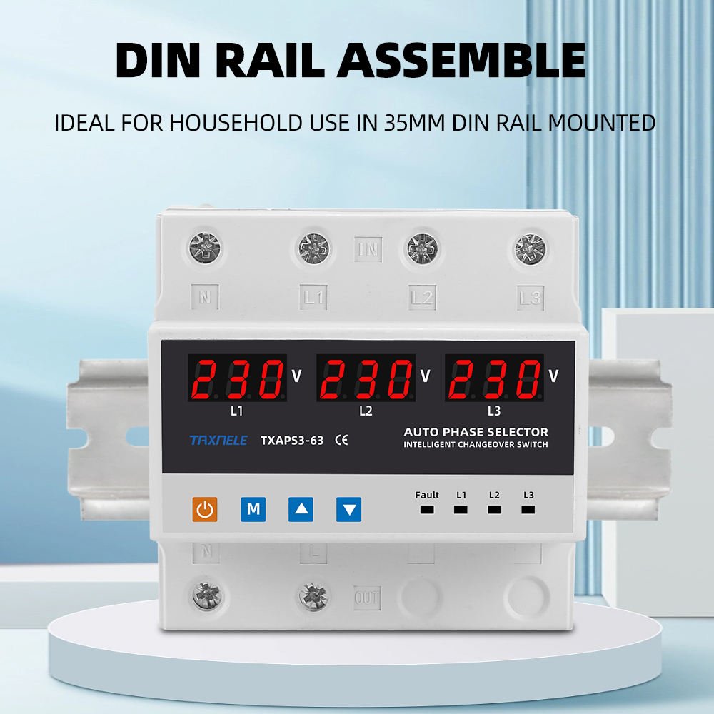 Three Phase Selector Voltmeter with Adjustable Over and Under Voltage protection Relays Protector Auto Changeover Switch 3P+N