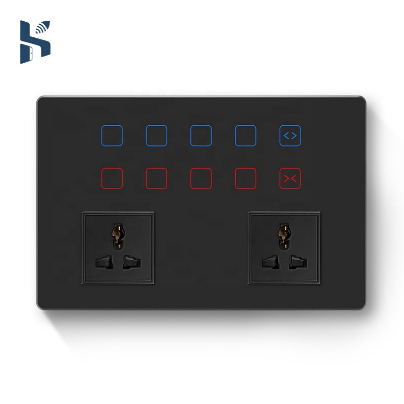 New Combination Glass Touch Intelligent Switch Universal Socket 12gang Wall Lighting and Curtain Switch Zigbee