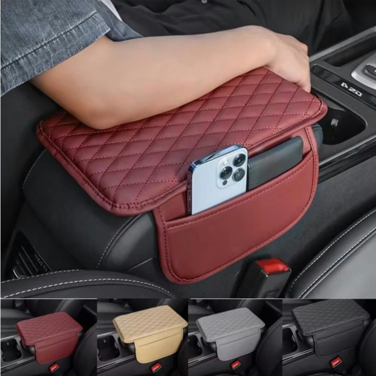 Memory Foam PU Leather Car Armrest Mat Cushion Center Console Arm Rest Protection Cushion Auto Armrests Storage Box Cover Pad