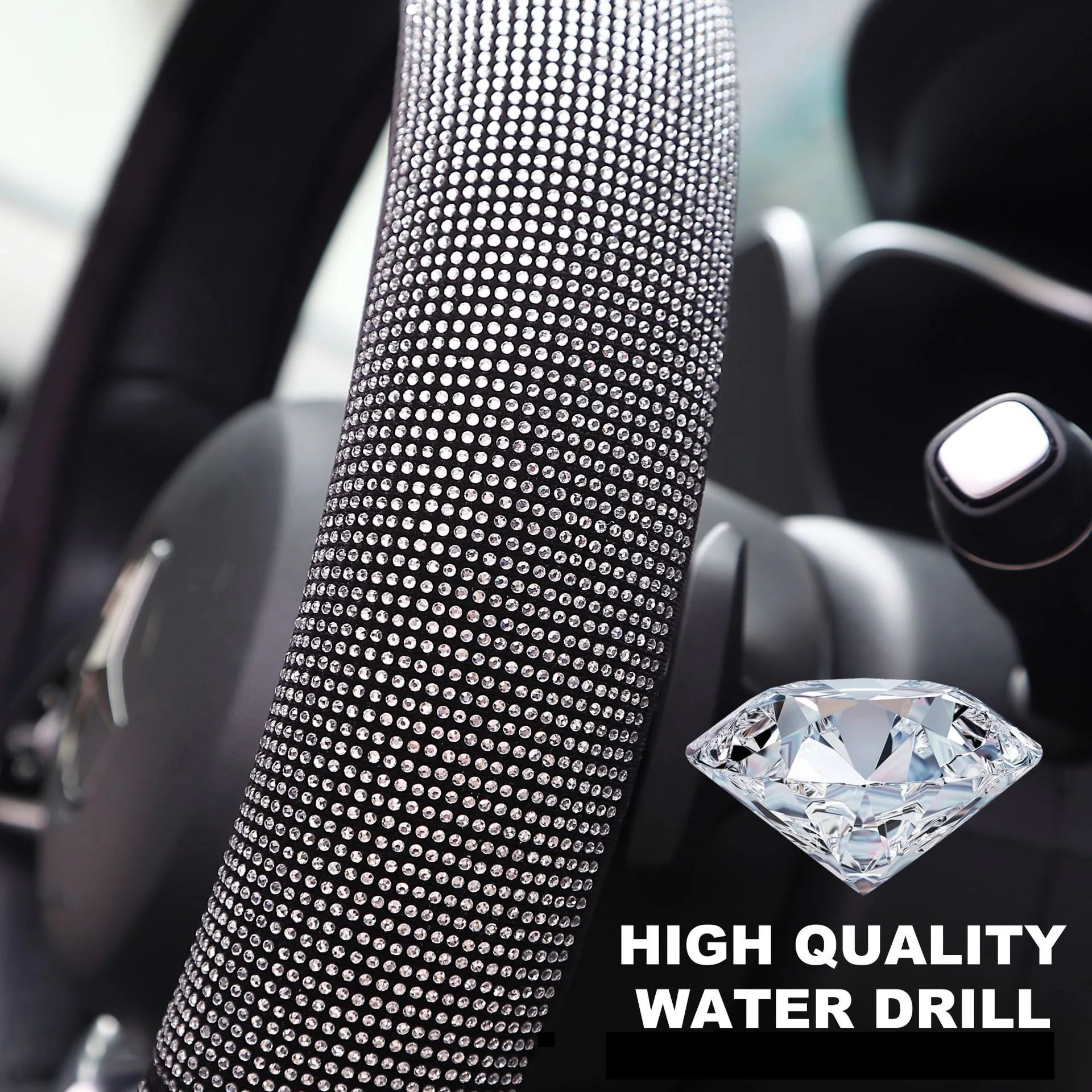Bling Bling Diamond Rhinestones Car Steering Wheel Cover 37/38cm Auto Interior Accessories Women Case Car Styling Four Seasons