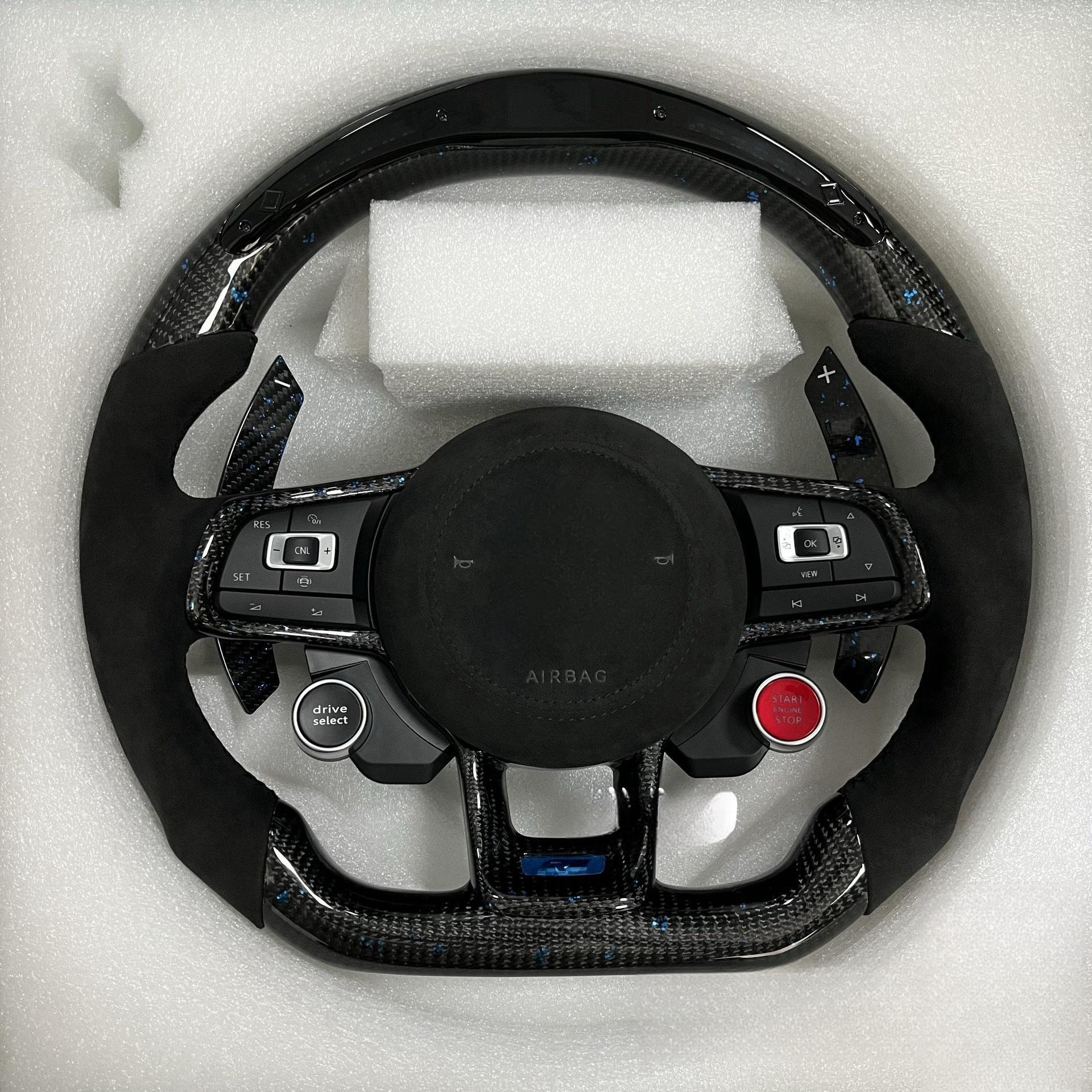 Custom Steering Wheel Fit for VW MK7 MK6 GOLF 7 GOLF 6 R LED Carbon Fiber Steering Wheel