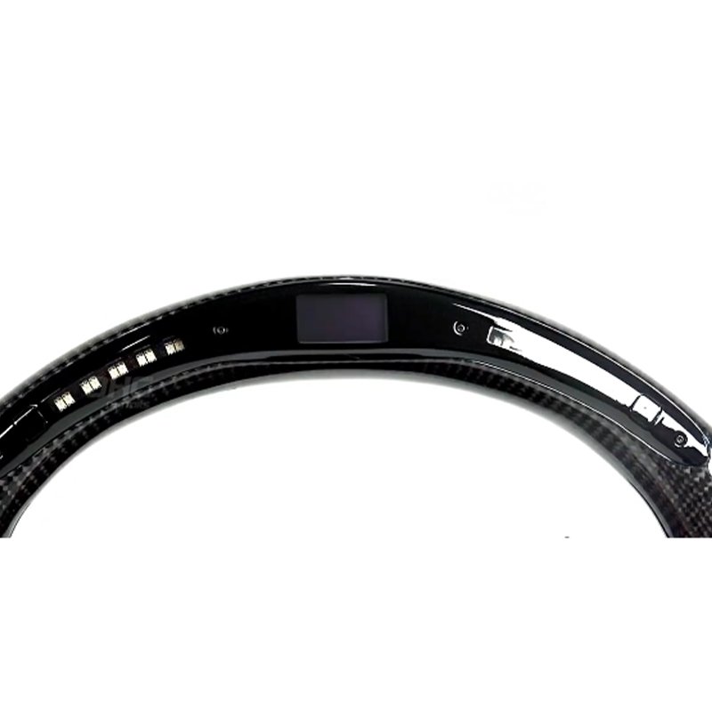 Carbon Fiber Perforated leather devil horns LED smart Car Steering Wheel For 17-22 Audi R8