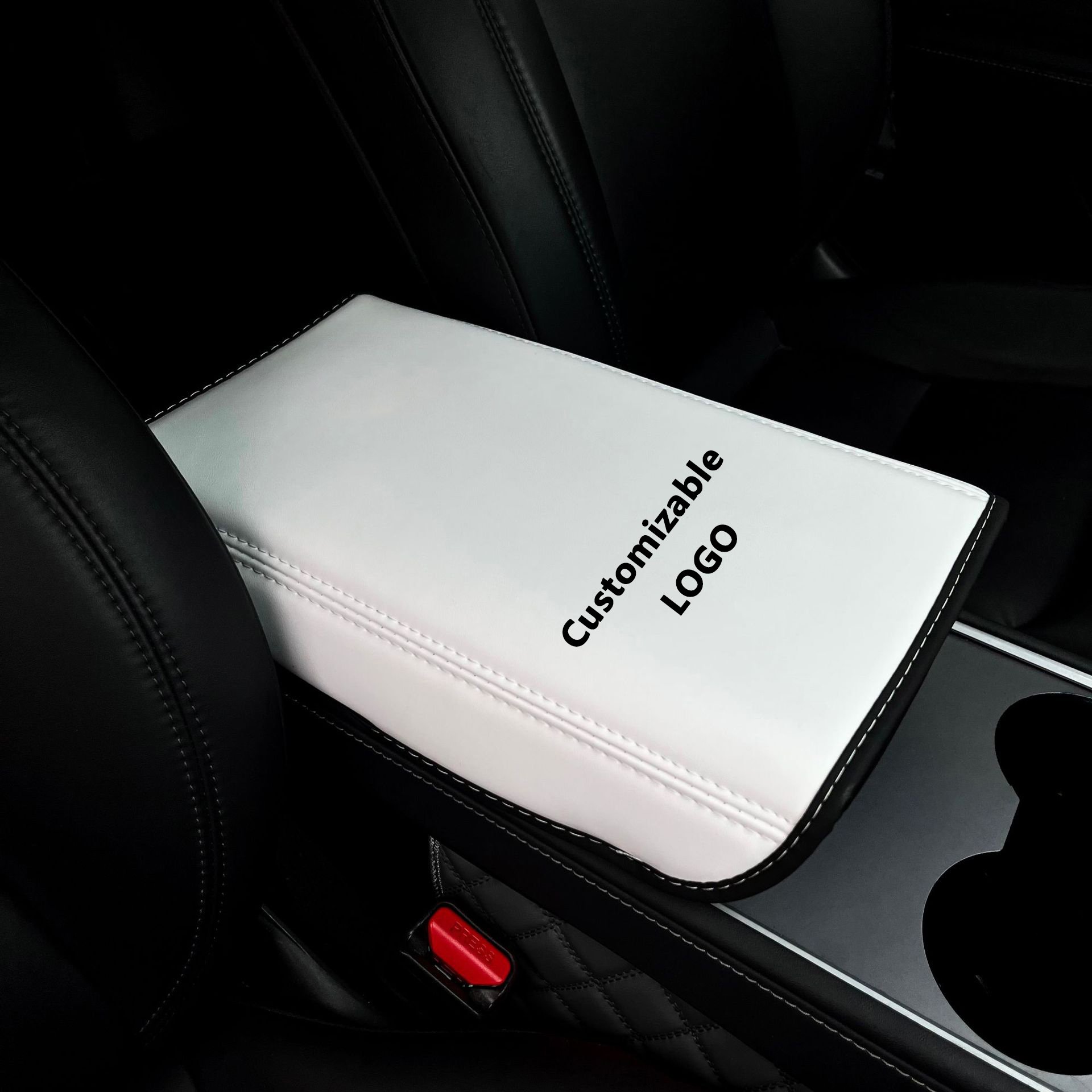 Car Armrest Cover for Model 3 & Model Y PU Leather Center Console Protector Anti-Scratch Easy Installation