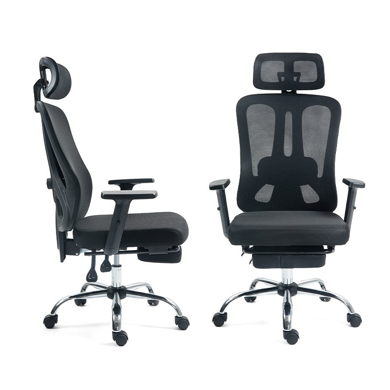 High Back Office Chair Flipping Armrests Mesh Gaming Chair Ergonomic with Leg Rest