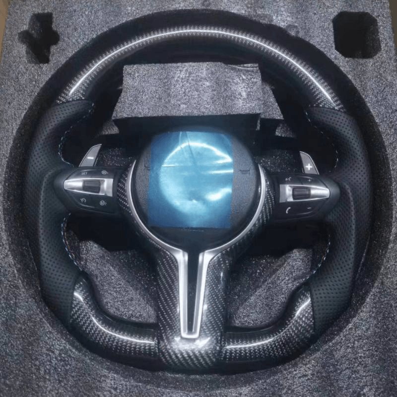 Custom Black Perforated Leather Carbon M Sport Steering Wheel For BMW F10 F30 F31 F32 F20 E92 E60 X6 E71 X5 E70 M3 M4 M5 M6