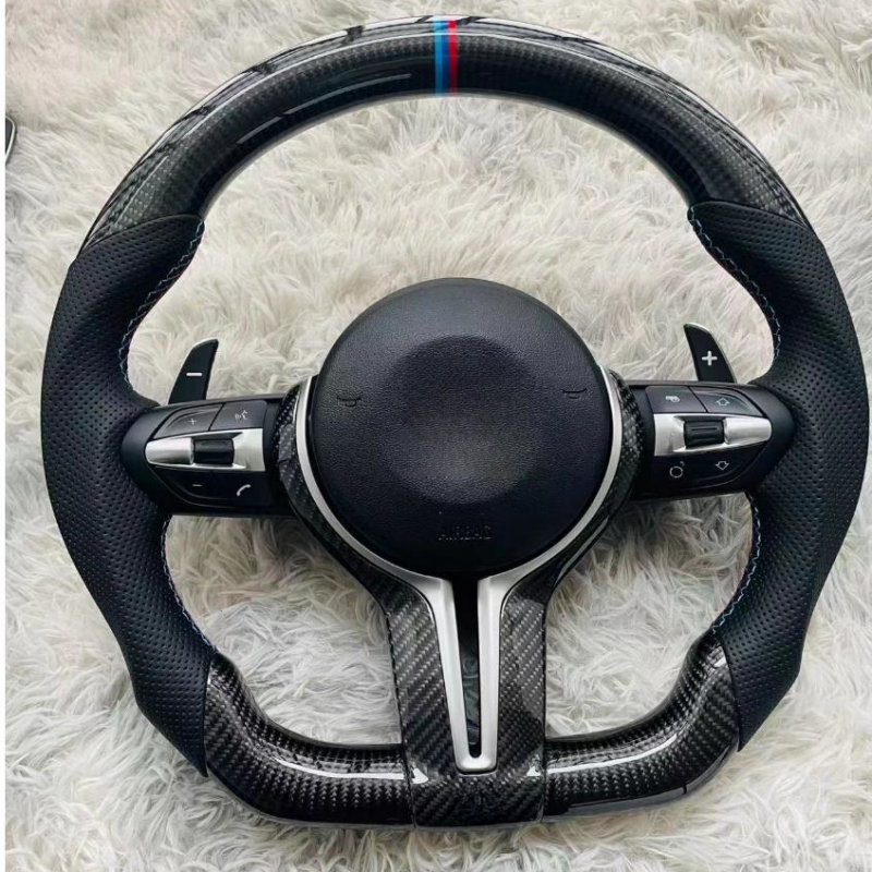 Custom Black Perforated Leather Carbon M Sport Steering Wheel For BMW F10 F30 F31 F32 F20 E92 E60 X6 E71 X5 E70 M3 M4 M5 M6