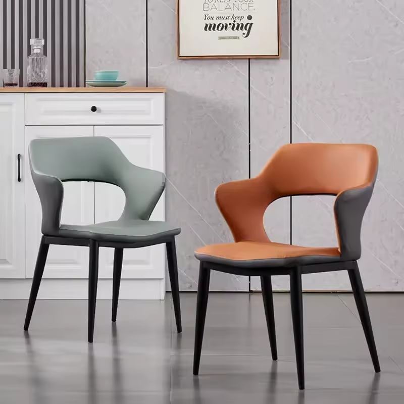 Nordic Arm Chair Luxury Leather Hotel Dining Living Room Chairs Restaurant Leisure Modern Dining Chairs with Armrest