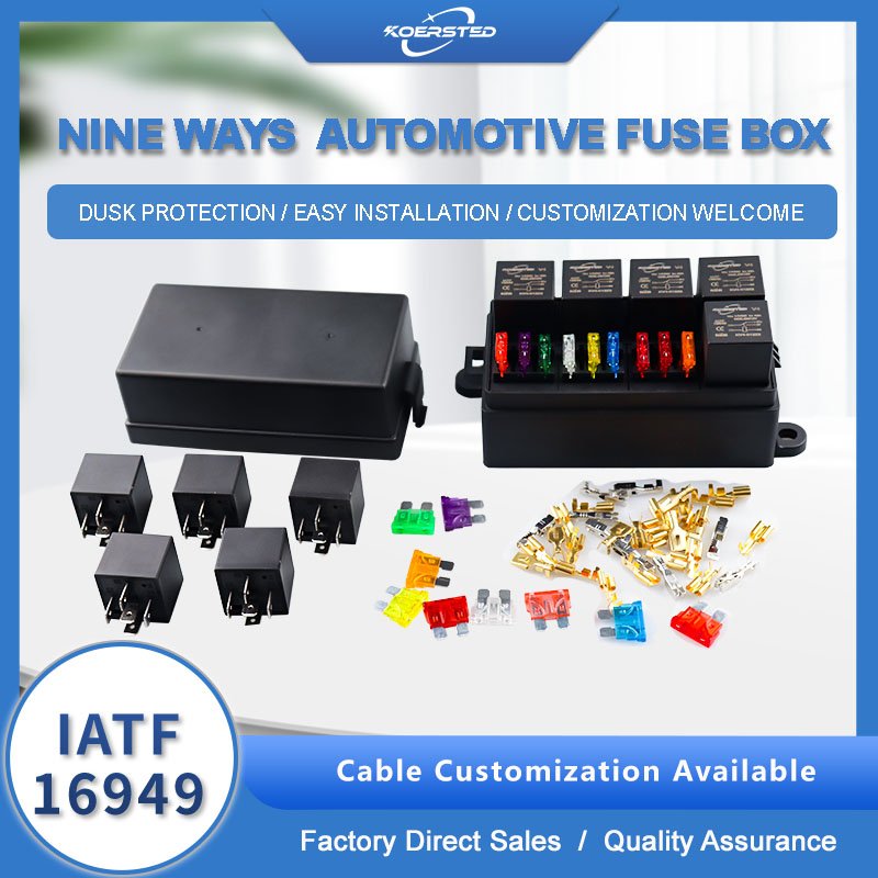KKA-5R9F Automotive Relay Box, Car Fuse Box, Auto Control Box Including 5 Relays and 9 Fuses
