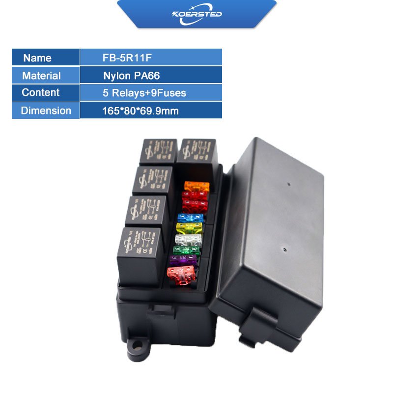KKA-5R9F Automotive Relay Box, Car Fuse Box, Auto Control Box Including 5 Relays and 9 Fuses