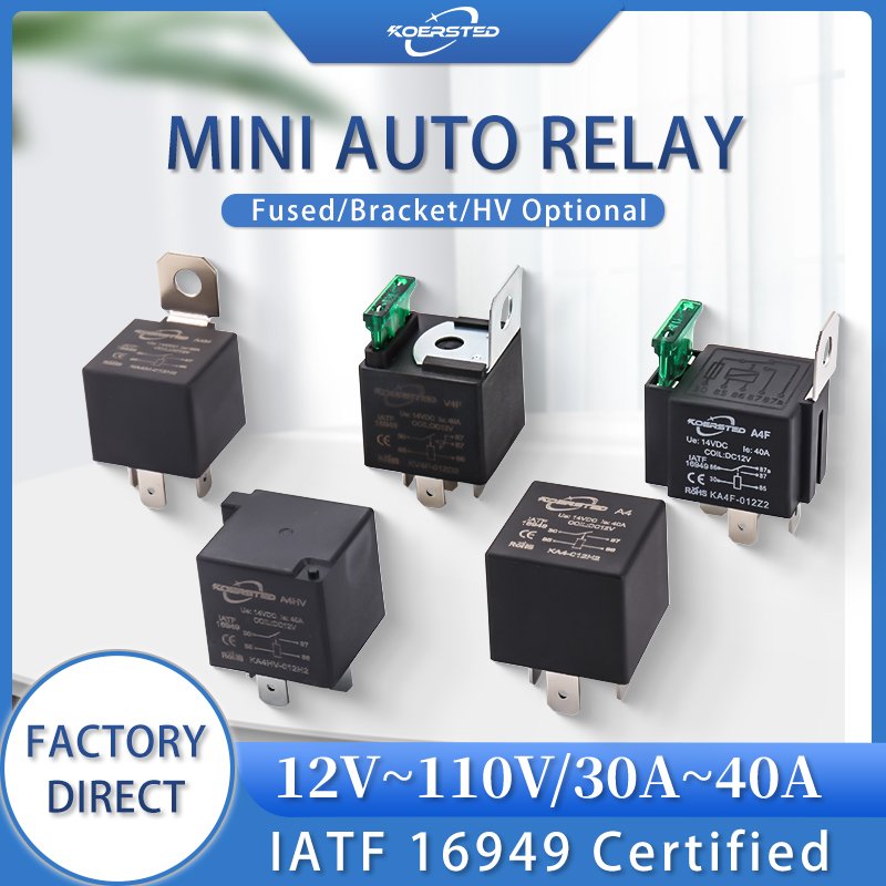 KA4F Series 30A Automotive Relay 12V 24V 1NO 1NC Fused Relay with Fuse for Vehicle and Machine Auto Relays