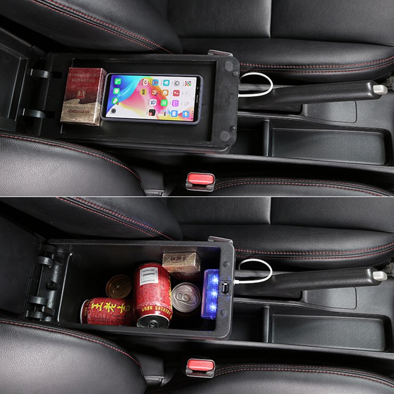 Car Central Storage Box Universal PU Leather Armrest Box for VW Lavida Console Storage Box