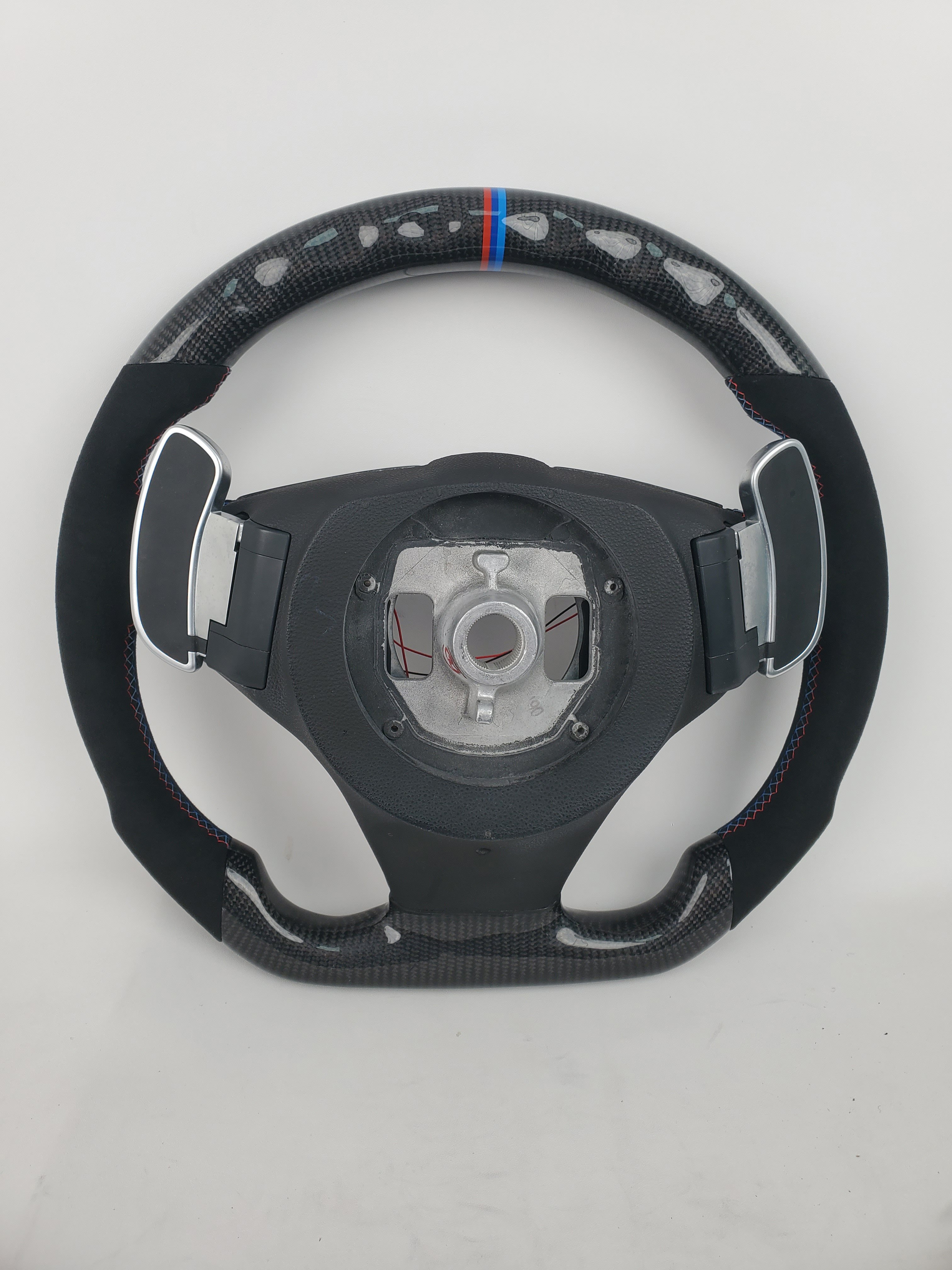 YTcarbon For Led BMW M5 E60 335 Carbon Fibre Auto Parts Premium Custom Sport Real Carbon Fiber Steering Wheel 2005 With Shifter