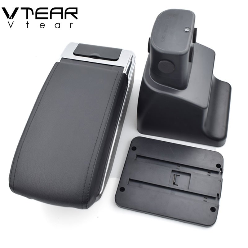 Vtear for Hyundai I10 Armrest Leather USB Interface Storage Box Red Thread Car-styling Interior ABS Arm Rest Accessories 15-18
