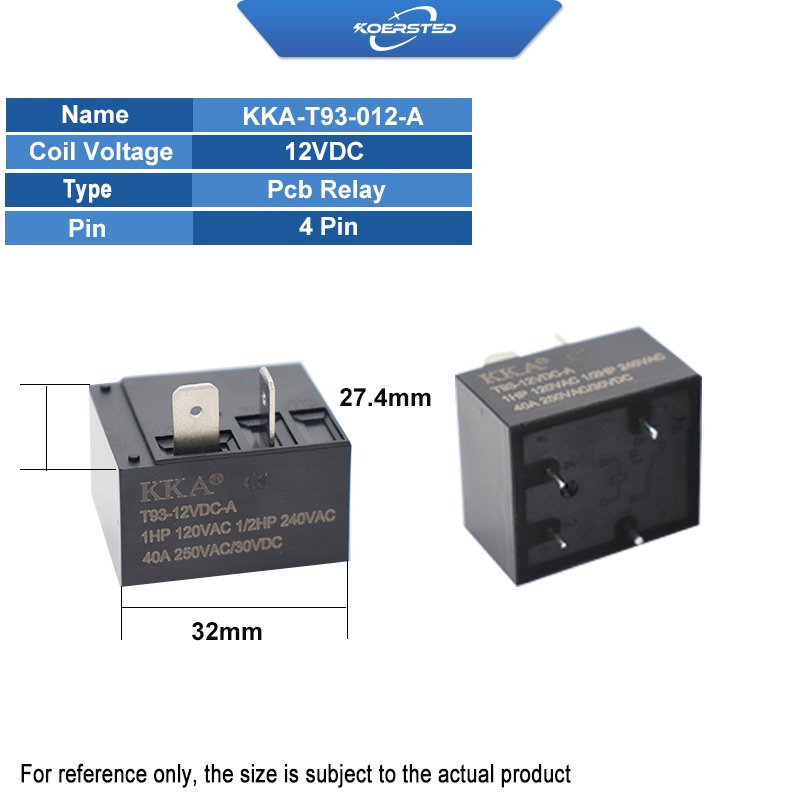 KKA-T93 30A 4Pin 250VAC SPDT Power Relay for Auto/Household