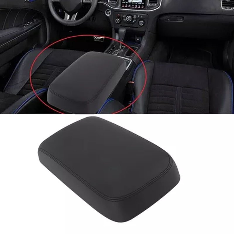 Car Center Console Black Leather Armrest Box Lid Cover Assembly for 2011-2018 Dodge Charger 1VT06DX9AI 1VT06DX9AH 1VT06DX9AE