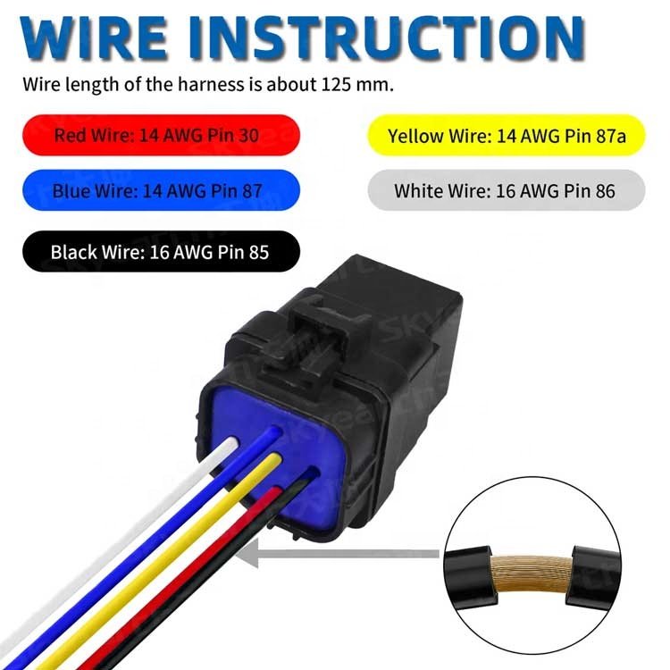 Skyearth 12V 40AMP Heavy Duty 5 Pin Waterproof SPDT Auto Relay with Harness Car Relay Socket 14AWG Relay Kit Bosch Style for Car
