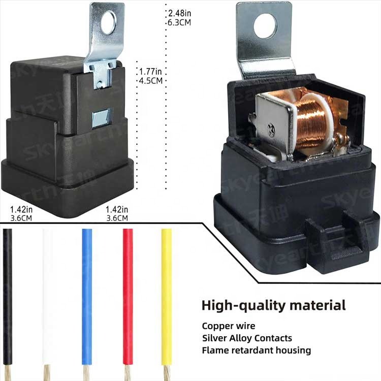 Skyearth 12V 40AMP Heavy Duty 5 Pin Waterproof SPDT Auto Relay with Harness Car Relay Socket 14AWG Relay Kit Bosch Style for Car