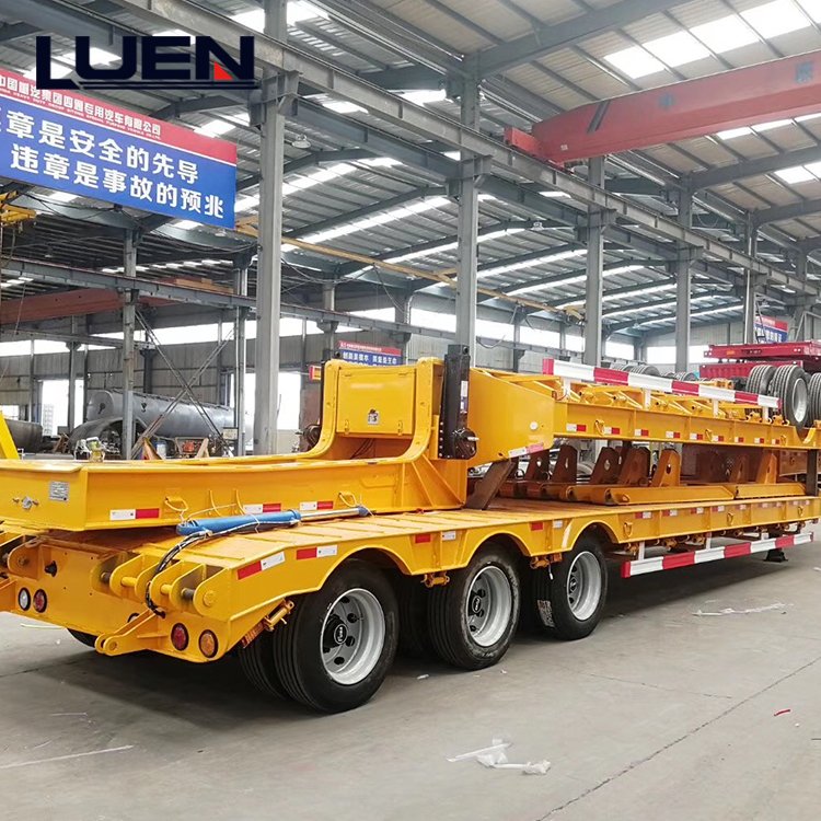 Heavy Duty 3axles Excavator Transport Gooseneck Lowboy Low Loader Bed Lowbed Semi Truck Trailer