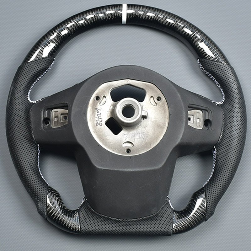 Customized genuine carbon fiber car steering wheel in black perforated leather for Toyota Supra A90