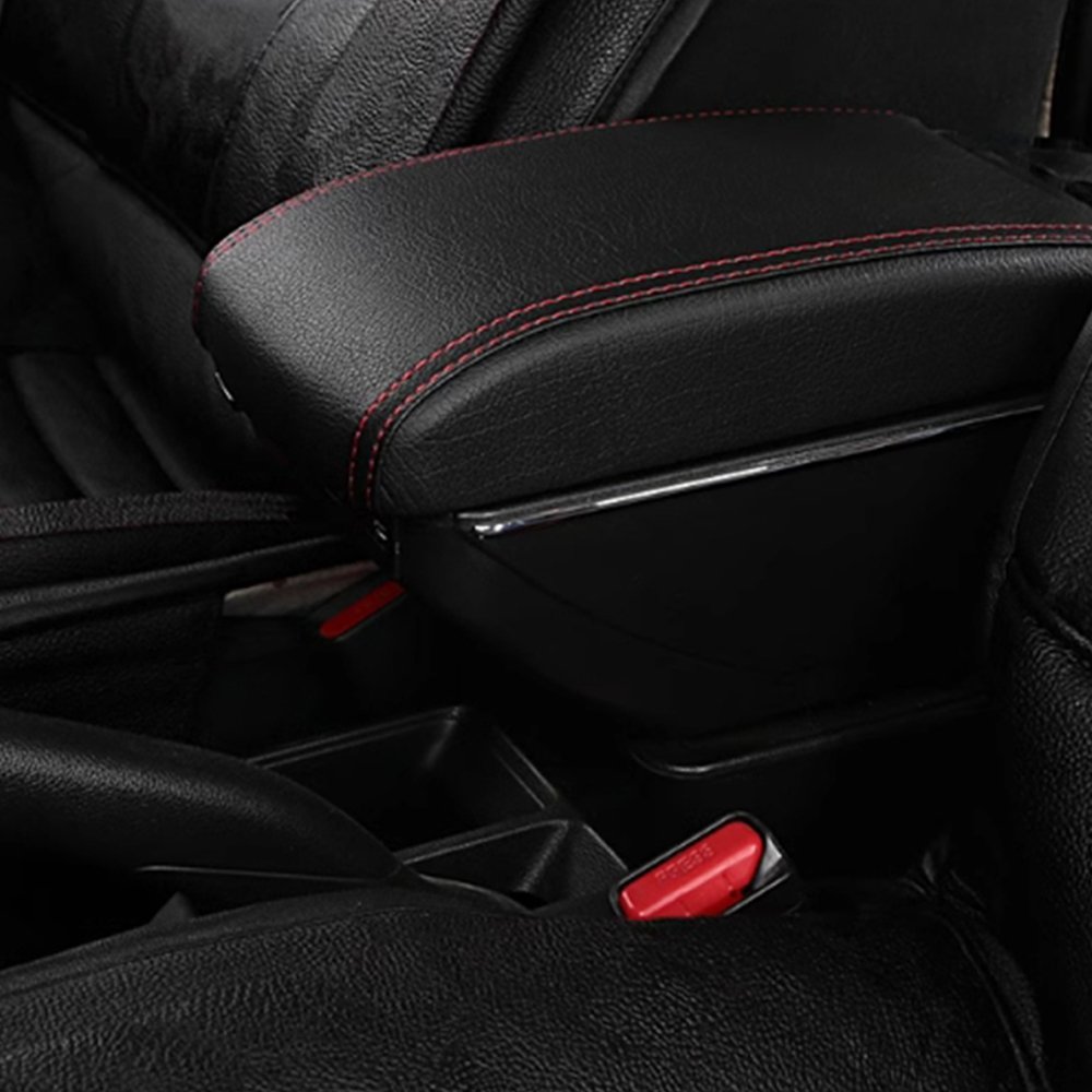 High Quality Car Center Console Armrest Storage Box Car Armrest with USB Charging Double Layer Luxury Leather Car Armrest Box