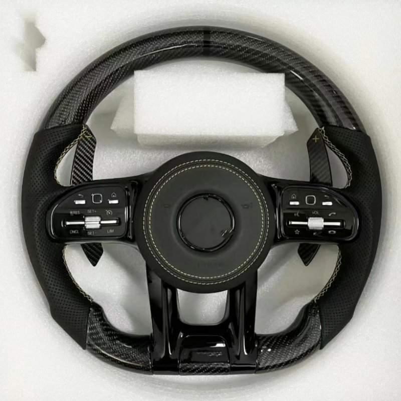 Modified LED Carbon Fiber Steering Wheel For Mercedes Benz AMG GT With Perforated Leather Steering Wheel