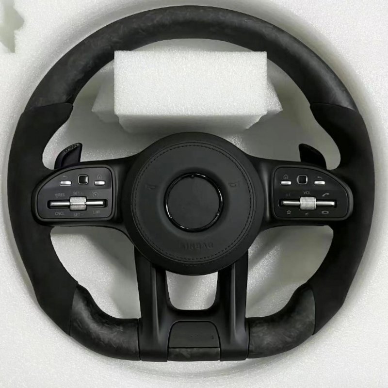 Modified LED Carbon Fiber Steering Wheel For Mercedes Benz AMG GT With Perforated Leather Steering Wheel