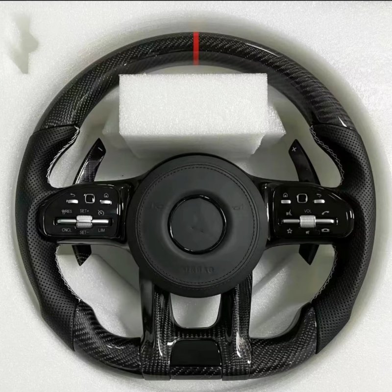 Modified LED Carbon Fiber Steering Wheel For Mercedes Benz AMG GT With Perforated Leather Steering Wheel