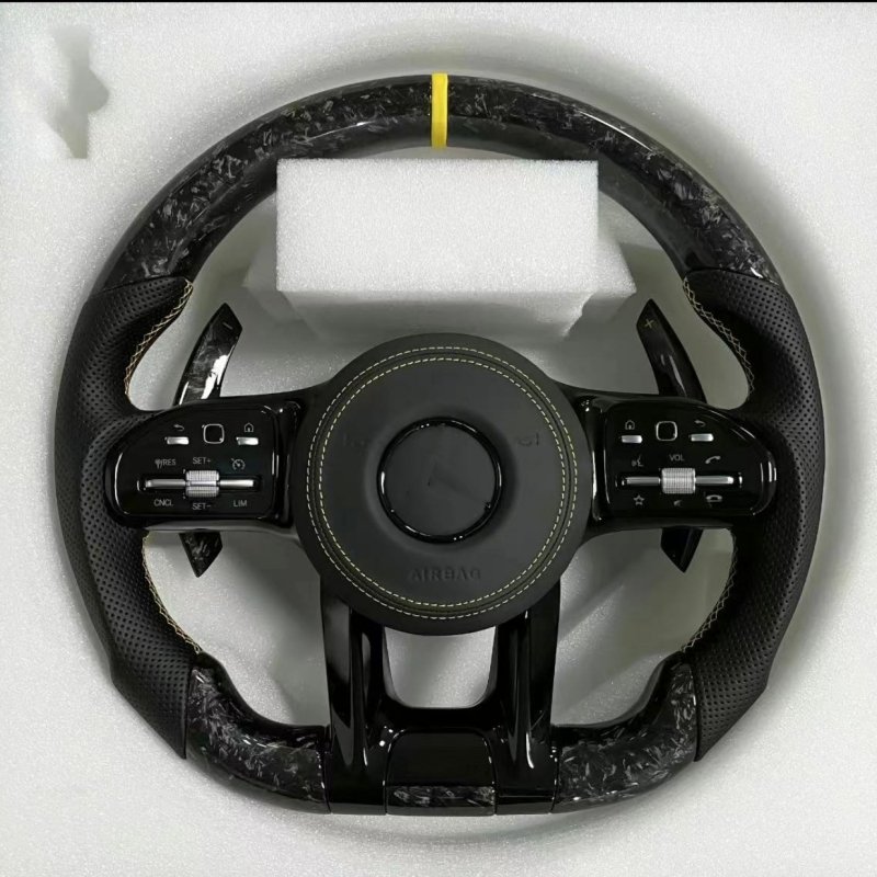 Modified LED Carbon Fiber Steering Wheel For Mercedes Benz AMG GT With Perforated Leather Steering Wheel