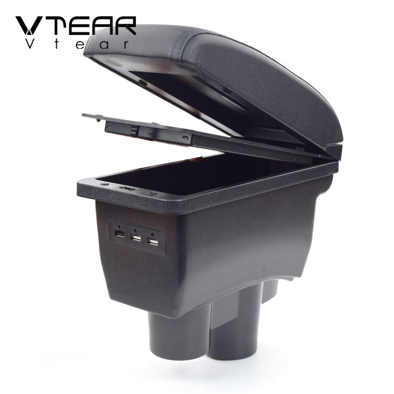 Vtear Car-styling USB Charging Centre Arm Rest Console Box Car Interior Accessories 2009-2016 for Peugeot 301 Armrest Box ABS