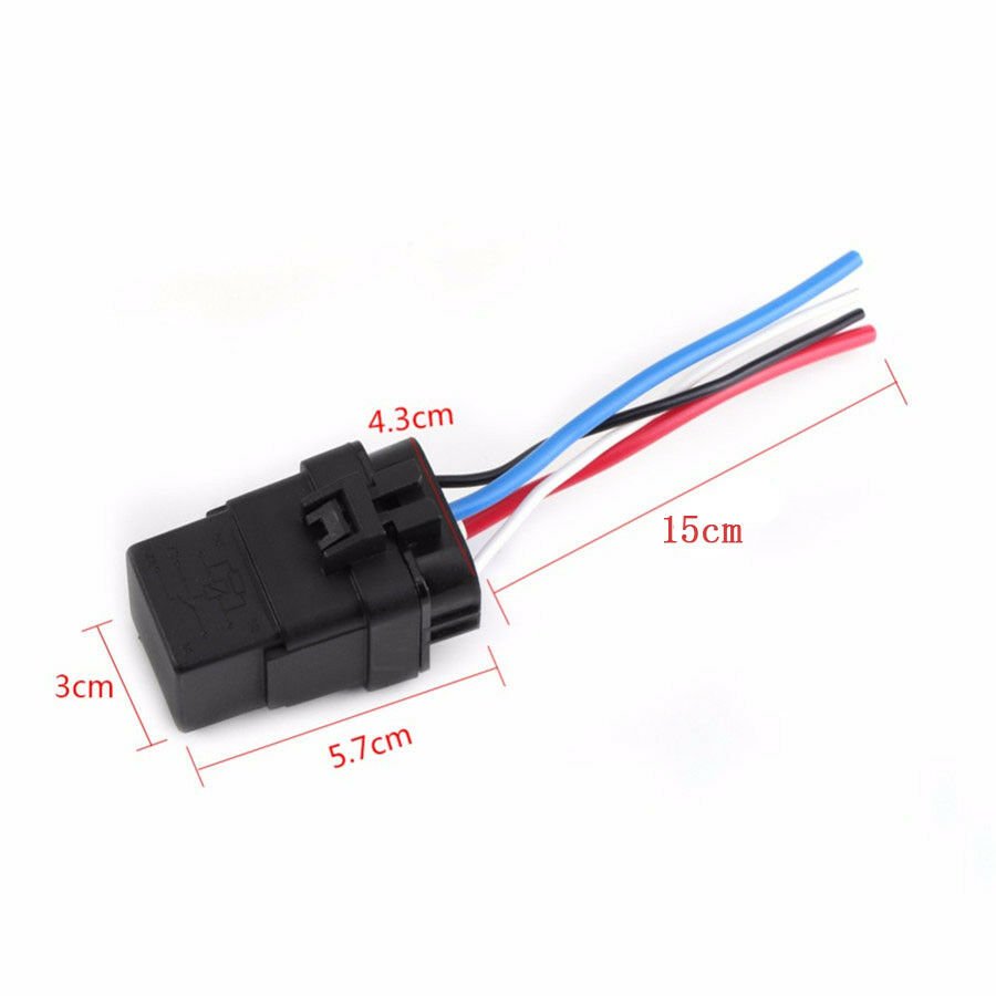 4 Wires Car Truck 12V 40A 1.6W 4PIN Auto Fuse Relay Socket Wire Pigtails