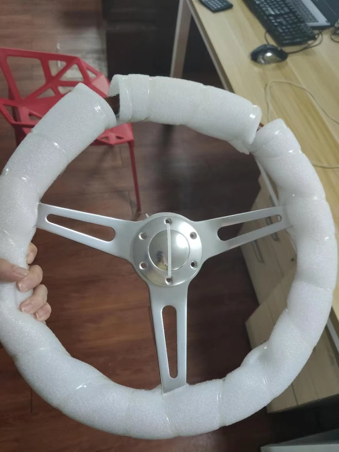 Hot Sale Car Modification Part Real Wood Aluminum Universal Wooden Grain 380mm Vintage Classic Wood Steering Wheel for Auto