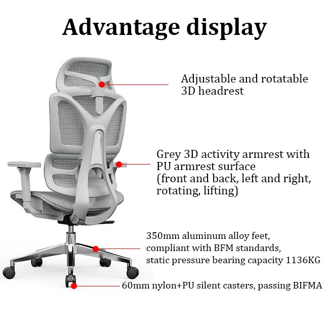 Luxury Comfort Office Working Chair Executive Staff Chairs 3D Armrests Ergonomic Mesh Office Chair