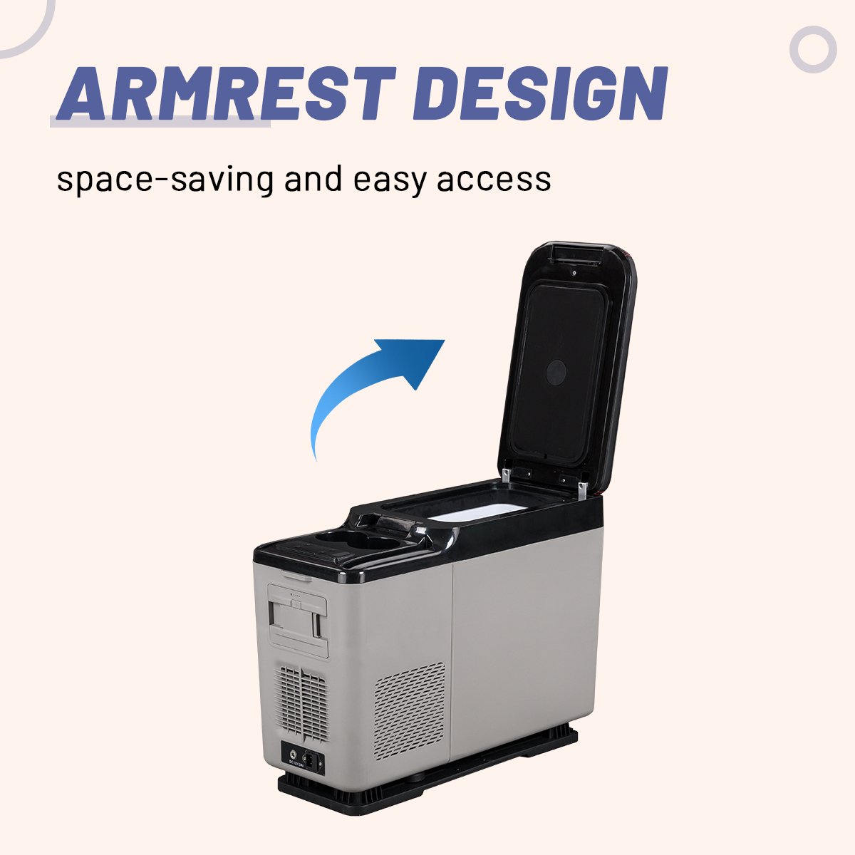 Alpicool CF8 7.4L Armrest Type Leather Freezer with Wireless Charging Design 12v 24v Mini Car Fridges
