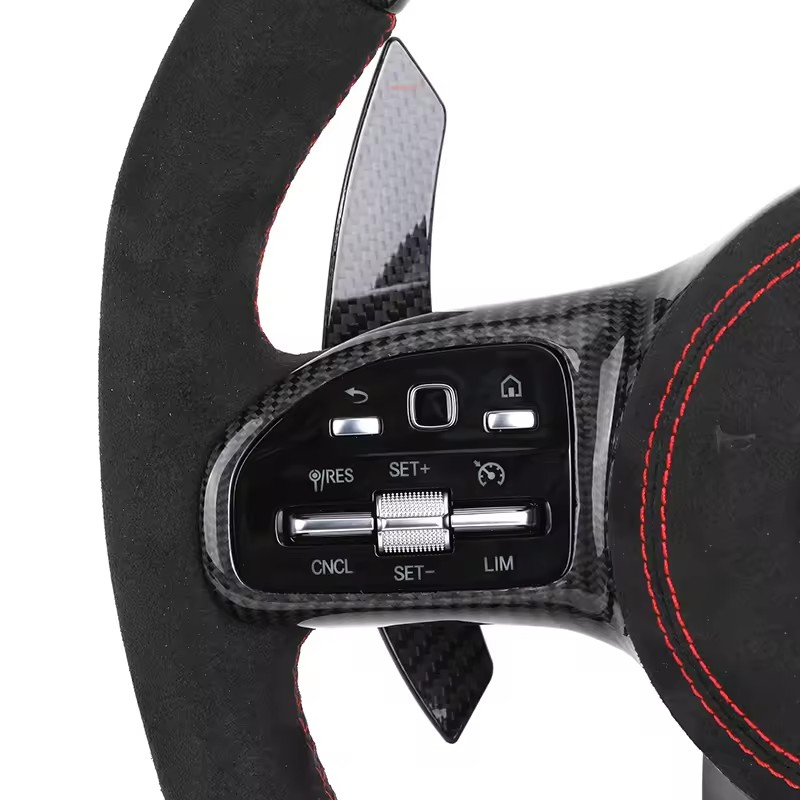 With Piano Black Trim Half Alcantara Carbon LED Steering Wheel for Mercedes Benz W204 W205 W213 W211 W221 X166 GLC X253 G63 AMG