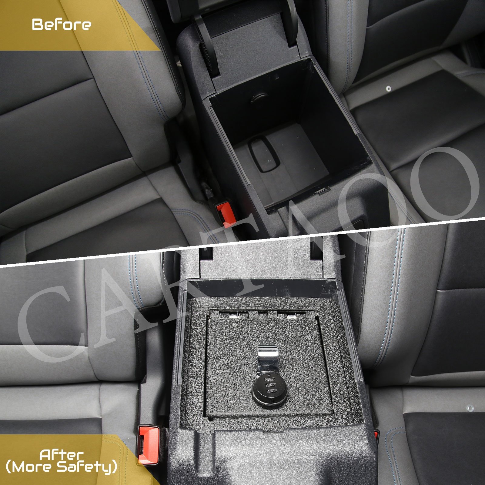 Center Console Storage Safe Armrest Box Password Lock Safe with 3 Digit Combo for 2021 2022 Ford Bronco