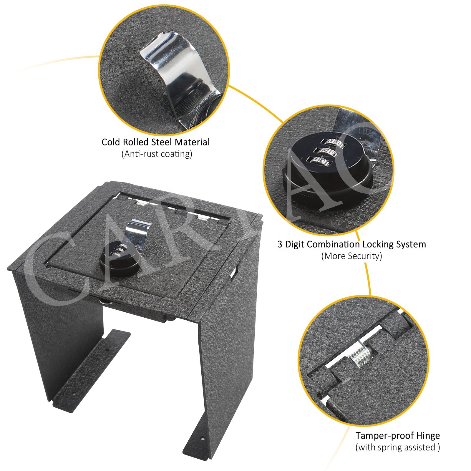 Center Console Storage Safe Armrest Box Password Lock Safe with 3 Digit Combo for 2021 2022 Ford Bronco