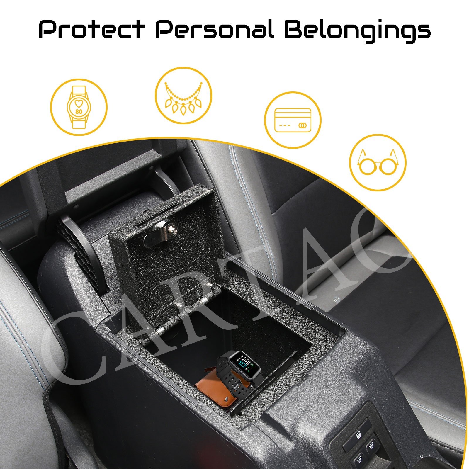 Center Console Storage Safe Armrest Box Password Lock Safe with 3 Digit Combo for 2021 2022 Ford Bronco