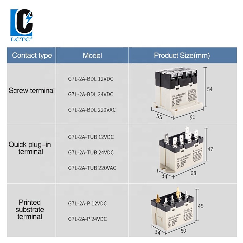 25A High Power Relay G7L-2A Two-normally Open 24V220V Steering Gear Compresor Motor Control 12V