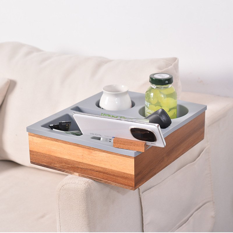 Nature Bamboo Couch Arm Table Sofa Armrest Console coaster Snack Tray Cupholder Organizer Bamboo Couch Cup Holder for Countertop