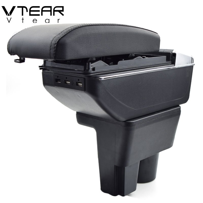Vtear for Suzuki Liana A6 Armrest USB Charging Heighten Double Layer Storage Box Central Store Content Arm Rest Car Accessories