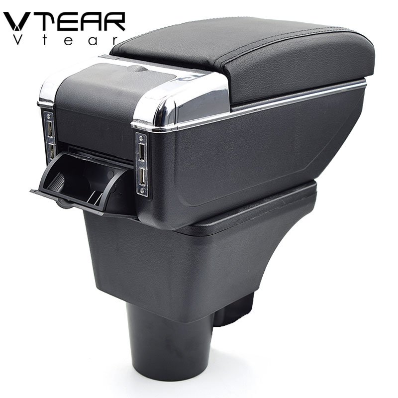 Vtear for Suzuki Liana A6 Armrest USB Charging Heighten Double Layer Storage Box Central Store Content Arm Rest Car Accessories