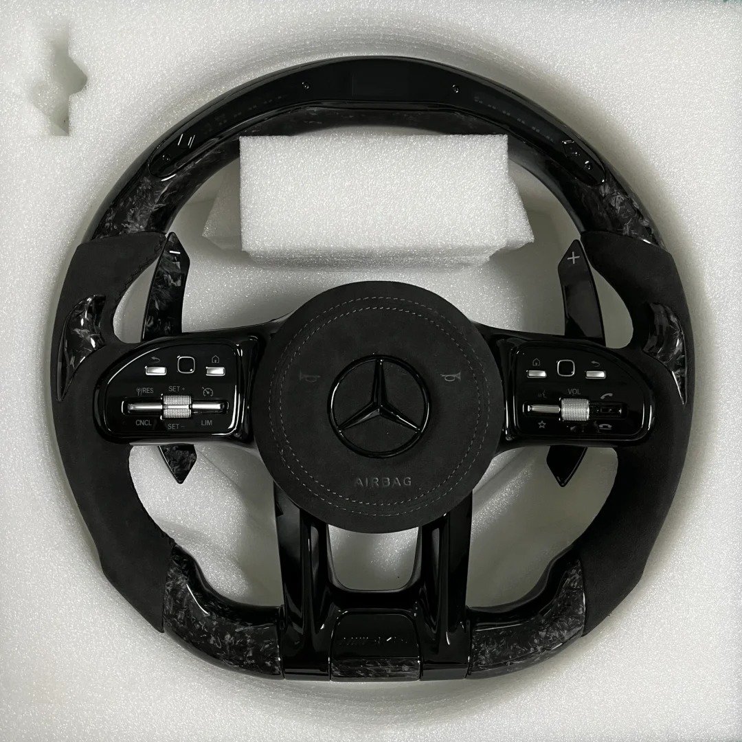 Car Steering Wheel For Mercedes Benz AMG S Class W124 W221 W166 C300 E Class C350 CLAS550 W203 Carbon Fiber Steering Wheel