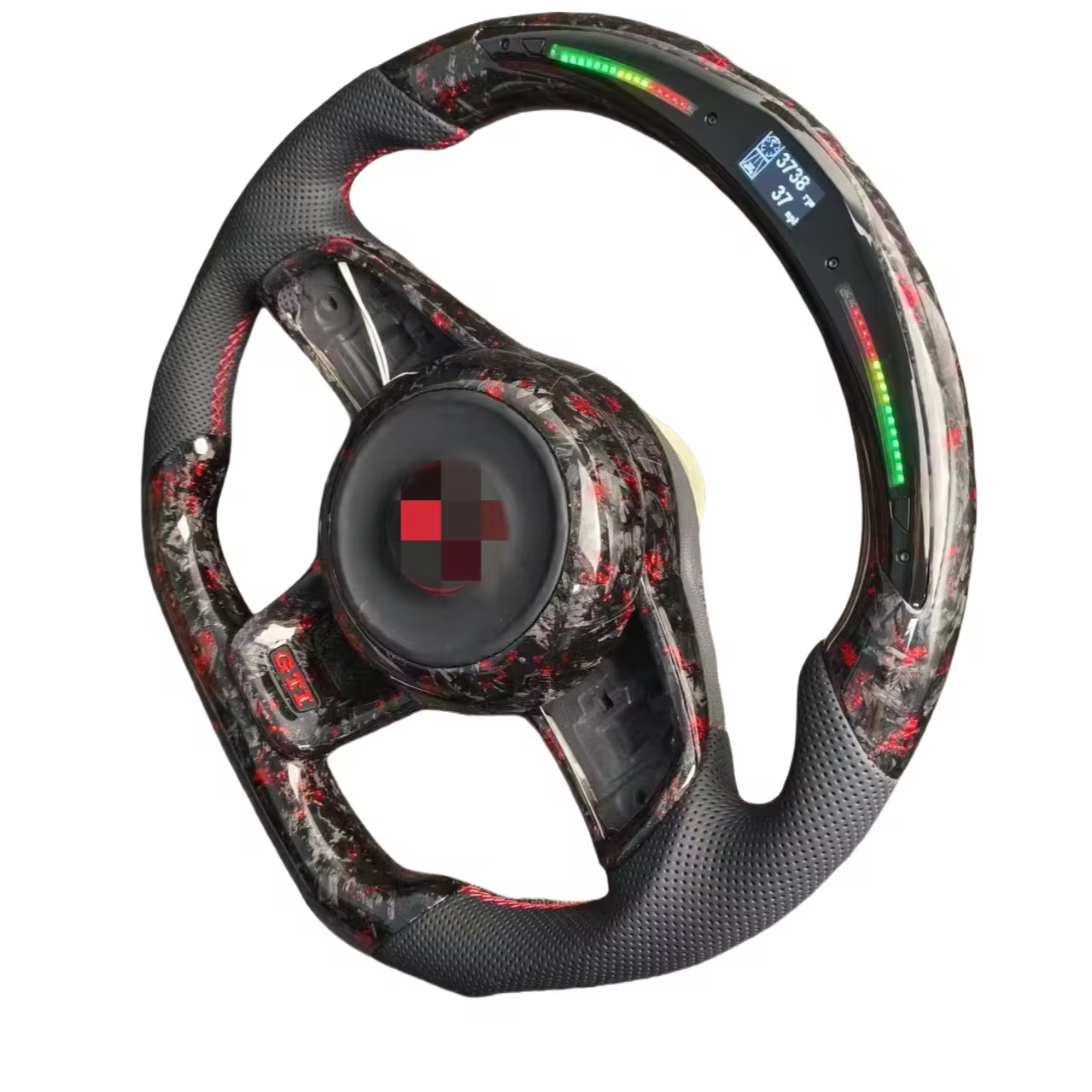 Carbon fiber racing steering wheel suitable for Volkswagen Golf R GTI MK5 MK6 Mk7 car interior trim LED