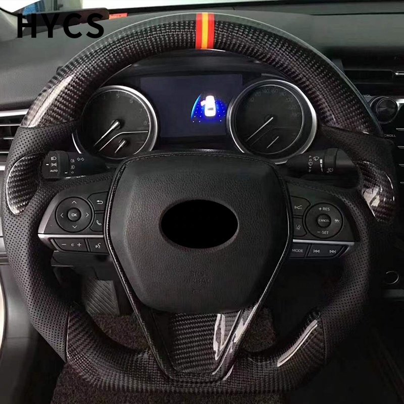 JDM racing car spare partsCarbon fiber sports steering wheel for toyota Avalon Camry Land Cruiser Yaris RAV4 Corolla Vitz