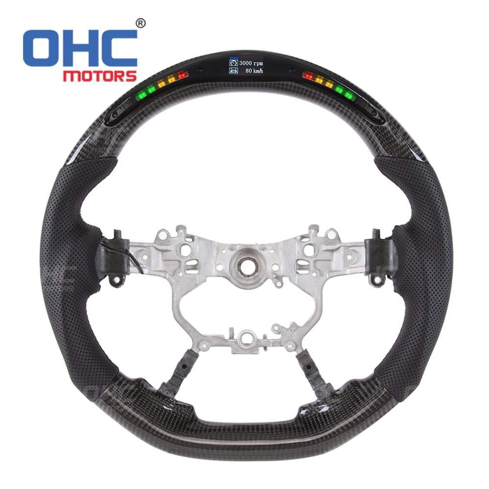 OHC Motors Led Steering Wheels for Land cruiser 200 series prado alphard LED RPM digital racing car Carbon Fiber steering wheel